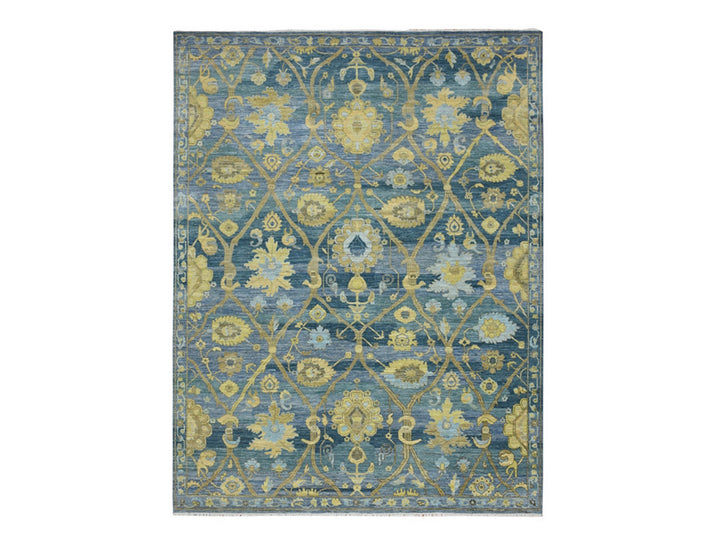 9'1" x 12'0" New Hand Knotted Blue Wool Rectangle Oriental Rug - MOA10275865