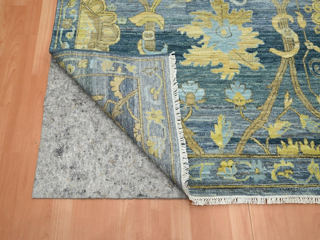 9'1" x 12'0" New Hand Knotted Blue Wool Rectangle Oriental Rug - MOA10275865
