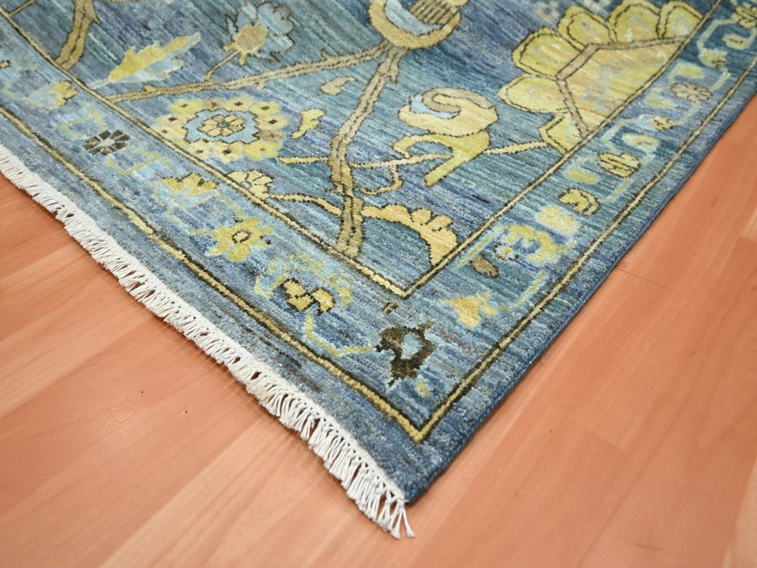 9'1" x 12'0" New Hand Knotted Blue Wool Rectangle Oriental Rug - MOA10275865