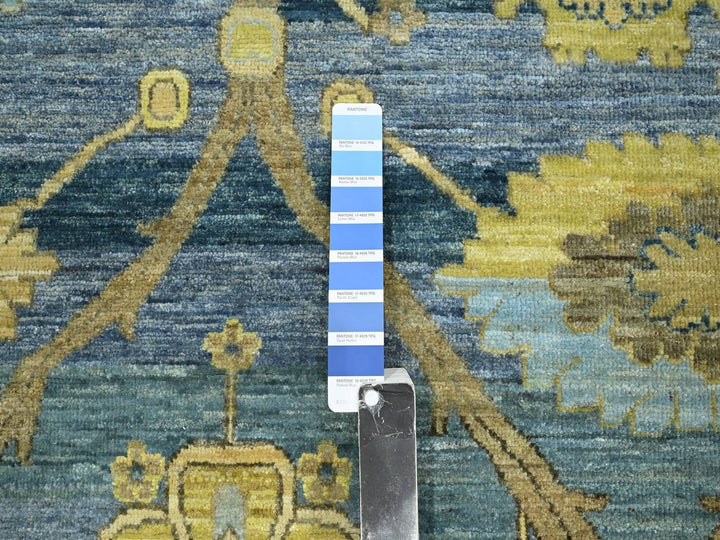 9'1" x 12'0" New Hand Knotted Blue Wool Rectangle Oriental Rug - MOA10275865