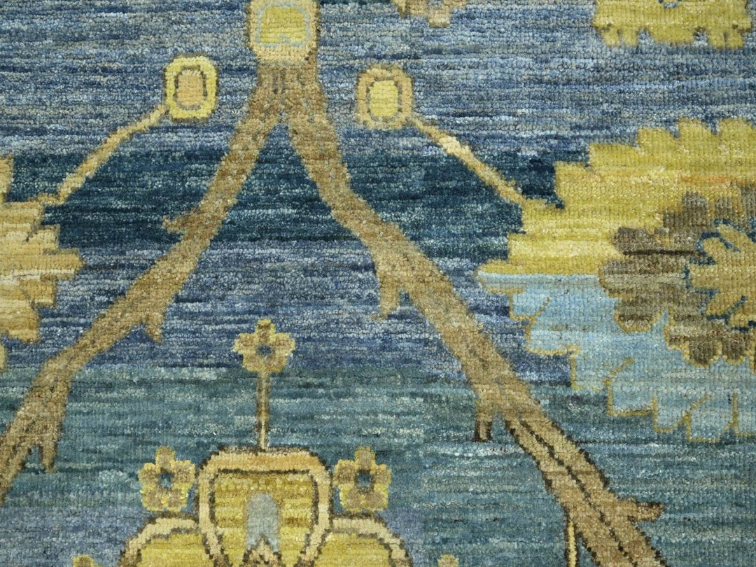 9'1" x 12'0" New Hand Knotted Blue Wool Rectangle Oriental Rug - MOA10275865