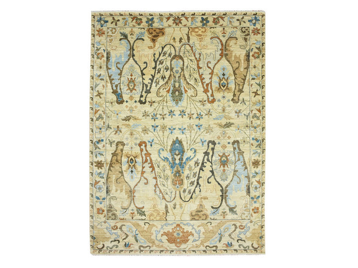 9'0" x 12'5" New Hand Knotted Beige Wool Rectangle Oriental Rug - MOA10275866