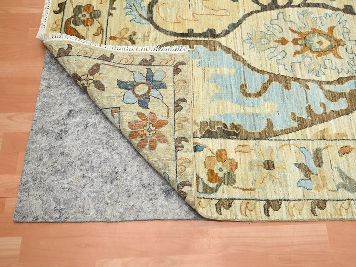 9'0" x 12'5" New Hand Knotted Beige Wool Rectangle Oriental Rug - MOA10275866