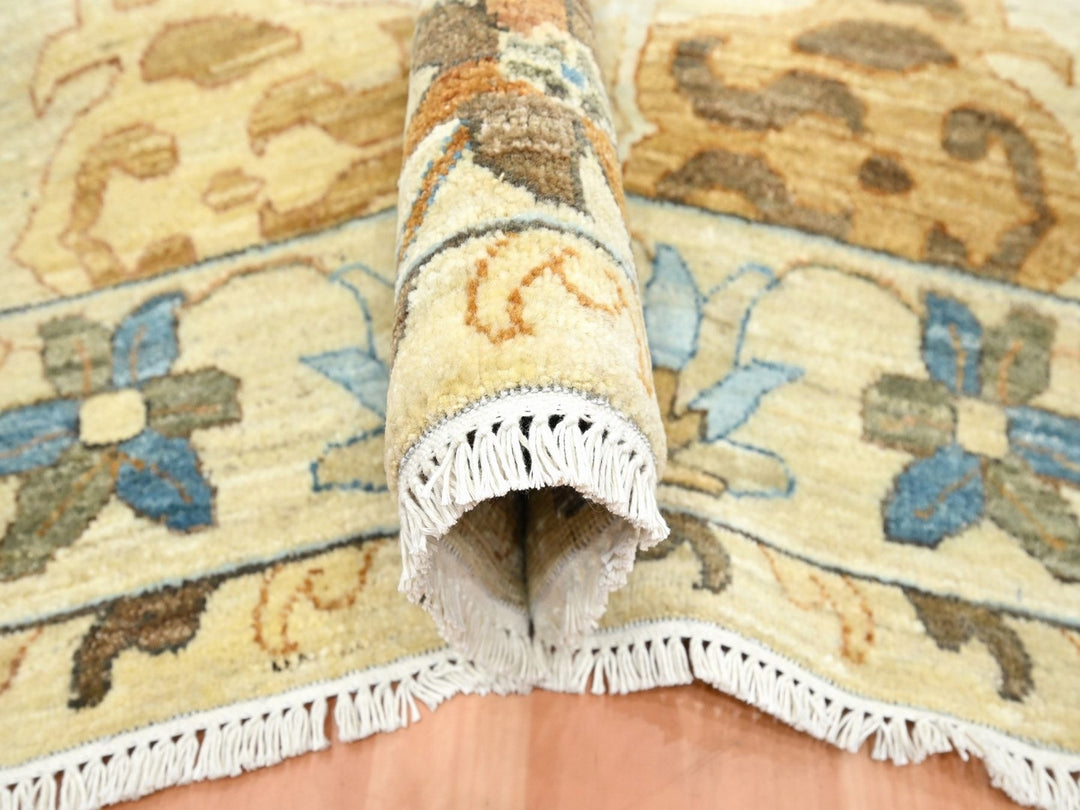 9'0" x 12'5" New Hand Knotted Beige Wool Rectangle Oriental Rug - MOA10275866