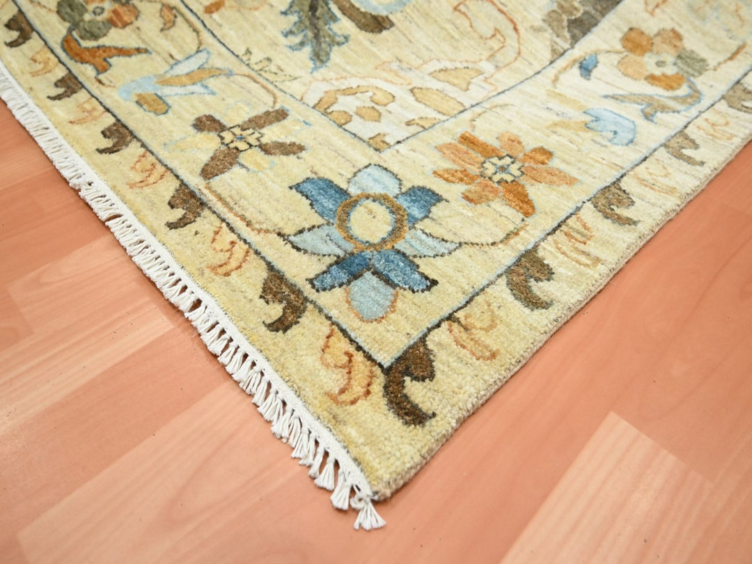 9'0" x 12'5" New Hand Knotted Beige Wool Rectangle Oriental Rug - MOA10275866