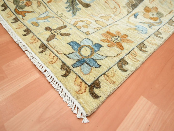 9'0" x 12'5" New Hand Knotted Beige Wool Rectangle Oriental Rug - MOA10275866