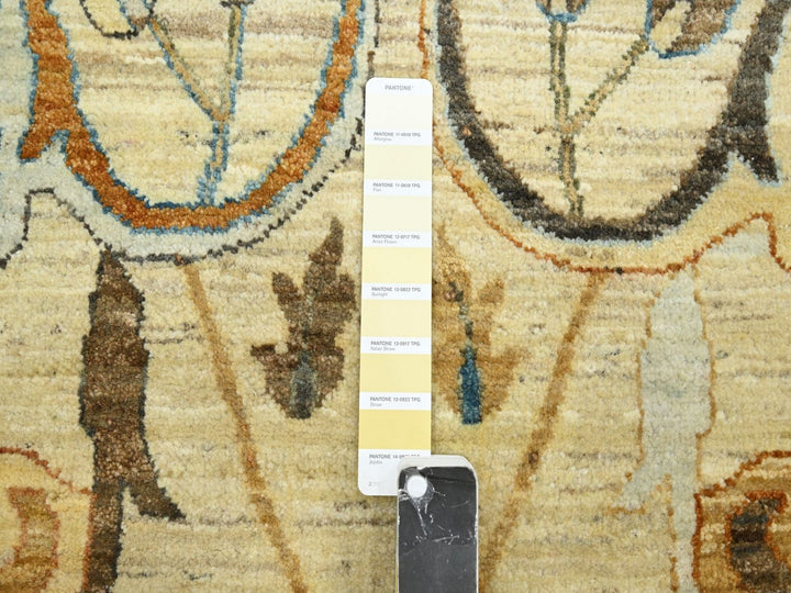 9'0" x 12'5" New Hand Knotted Beige Wool Rectangle Oriental Rug - MOA10275866