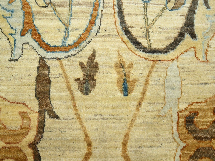 9'0" x 12'5" New Hand Knotted Beige Wool Rectangle Oriental Rug - MOA10275866