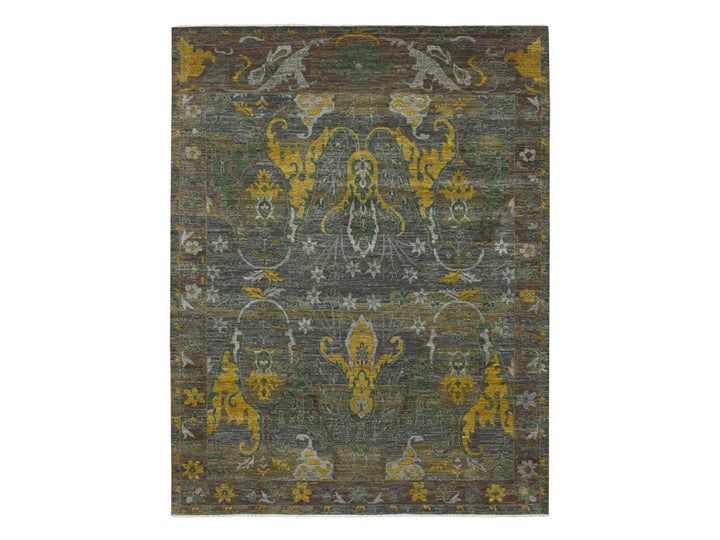 9'1" x 11'10" New Hand Knotted Grey Wool Rectangle Oriental Rug - MOA10275867