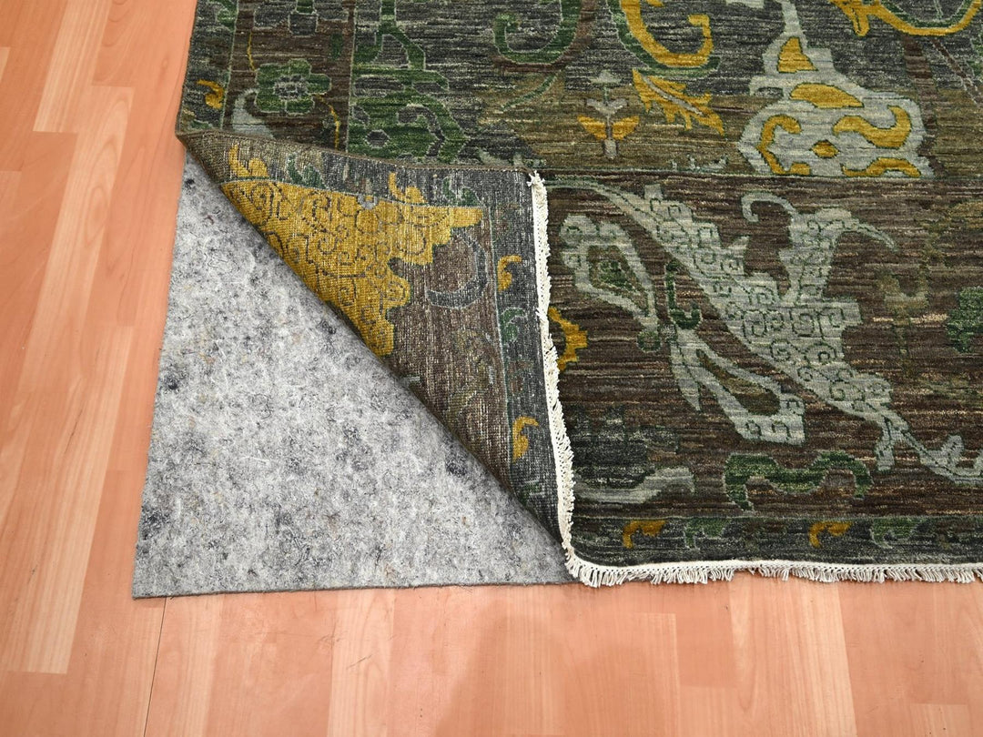 9'1" x 11'10" New Hand Knotted Grey Wool Rectangle Oriental Rug - MOA10275867