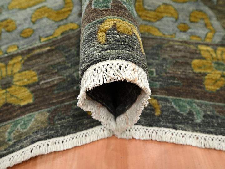 9'1" x 11'10" New Hand Knotted Grey Wool Rectangle Oriental Rug - MOA10275867