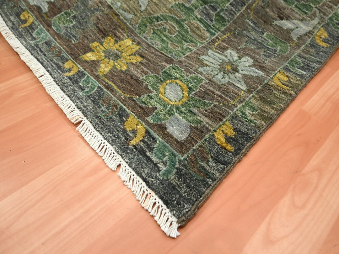 9'1" x 11'10" New Hand Knotted Grey Wool Rectangle Oriental Rug - MOA10275867