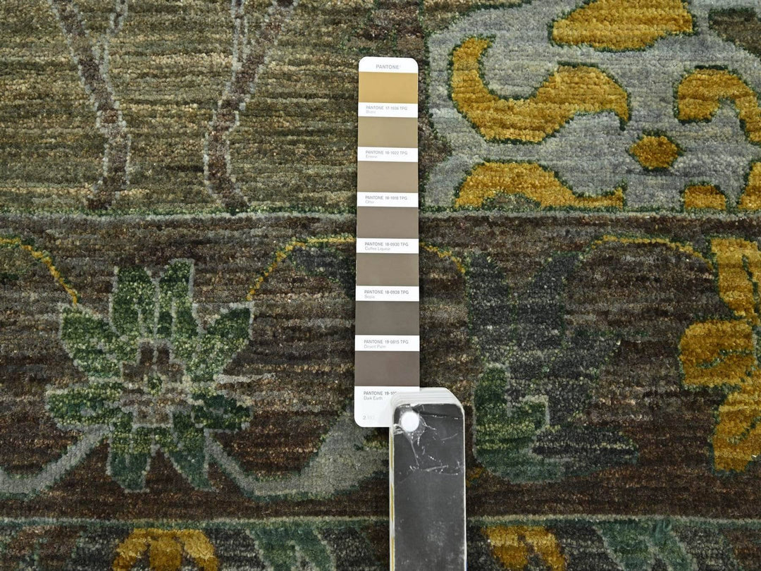 9'1" x 11'10" New Hand Knotted Grey Wool Rectangle Oriental Rug - MOA10275867