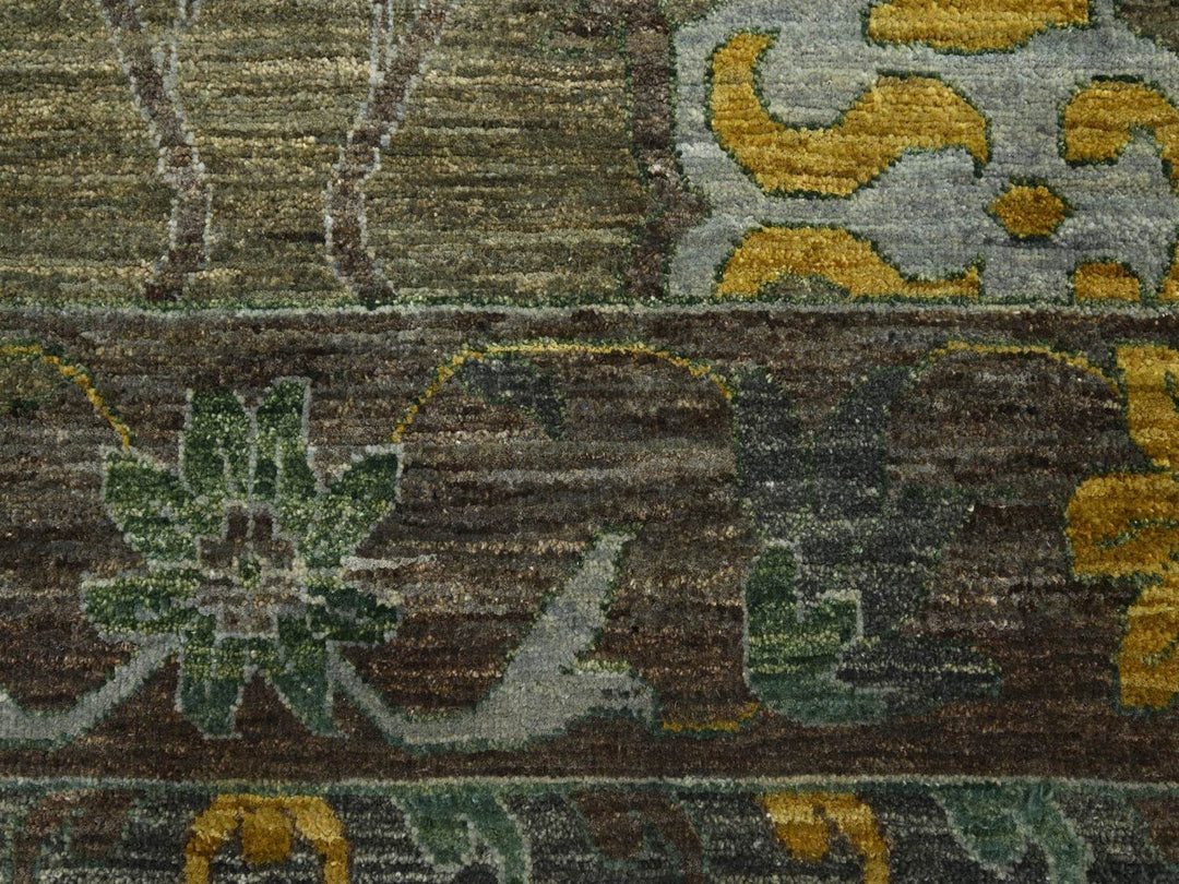 9'1" x 11'10" New Hand Knotted Grey Wool Rectangle Oriental Rug - MOA10275867