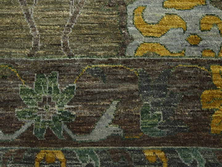 9'1" x 11'10" New Hand Knotted Grey Wool Rectangle Oriental Rug - MOA10275867