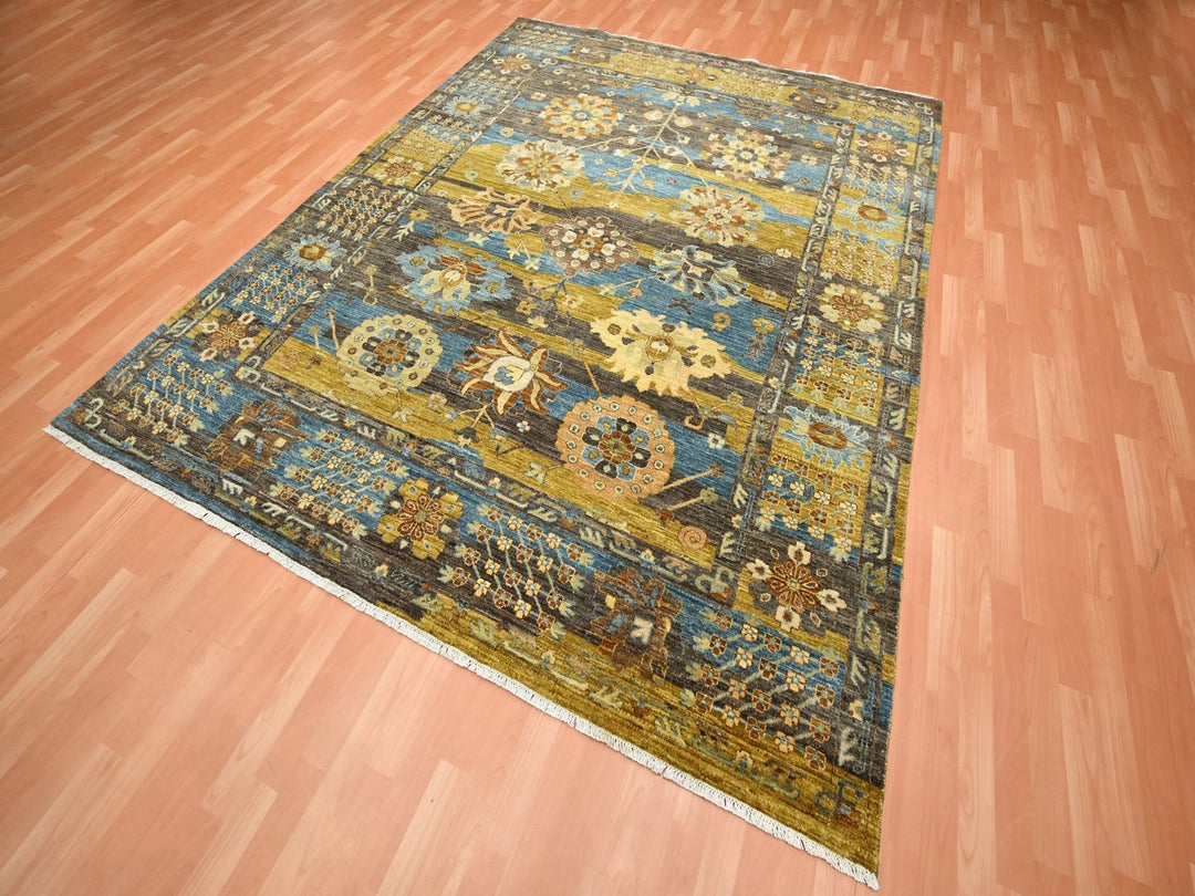 8'0" x 10'0" New Hand Knotted Brown Wool Rectangle Oriental Rug - MOA10275868