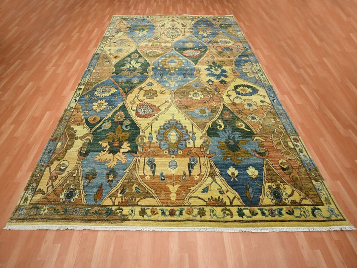 9'1" x 12'0" New Hand Knotted Beige Wool Rectangle Oriental Rug - MOA10275869