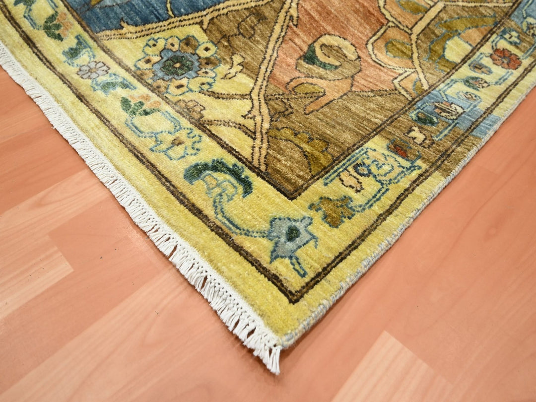 9'1" x 12'0" New Hand Knotted Beige Wool Rectangle Oriental Rug - MOA10275869