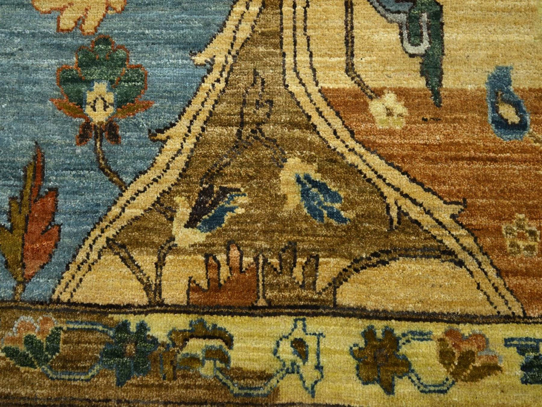 9'1" x 12'0" New Hand Knotted Beige Wool Rectangle Oriental Rug - MOA10275869