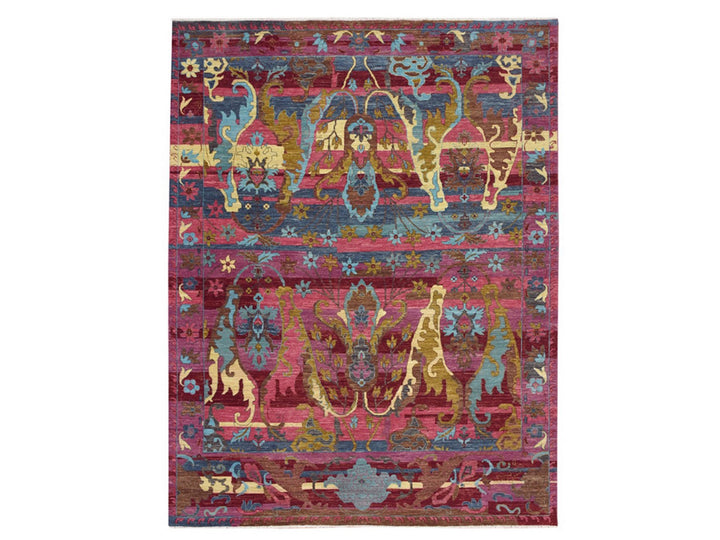 9'0" x 11'9" New Hand Knotted Pink Wool Rectangle Oriental Rug - MOA10275870