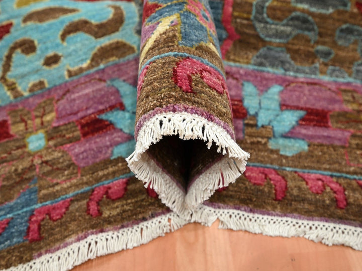 9'0" x 11'9" New Hand Knotted Pink Wool Rectangle Oriental Rug - MOA10275870