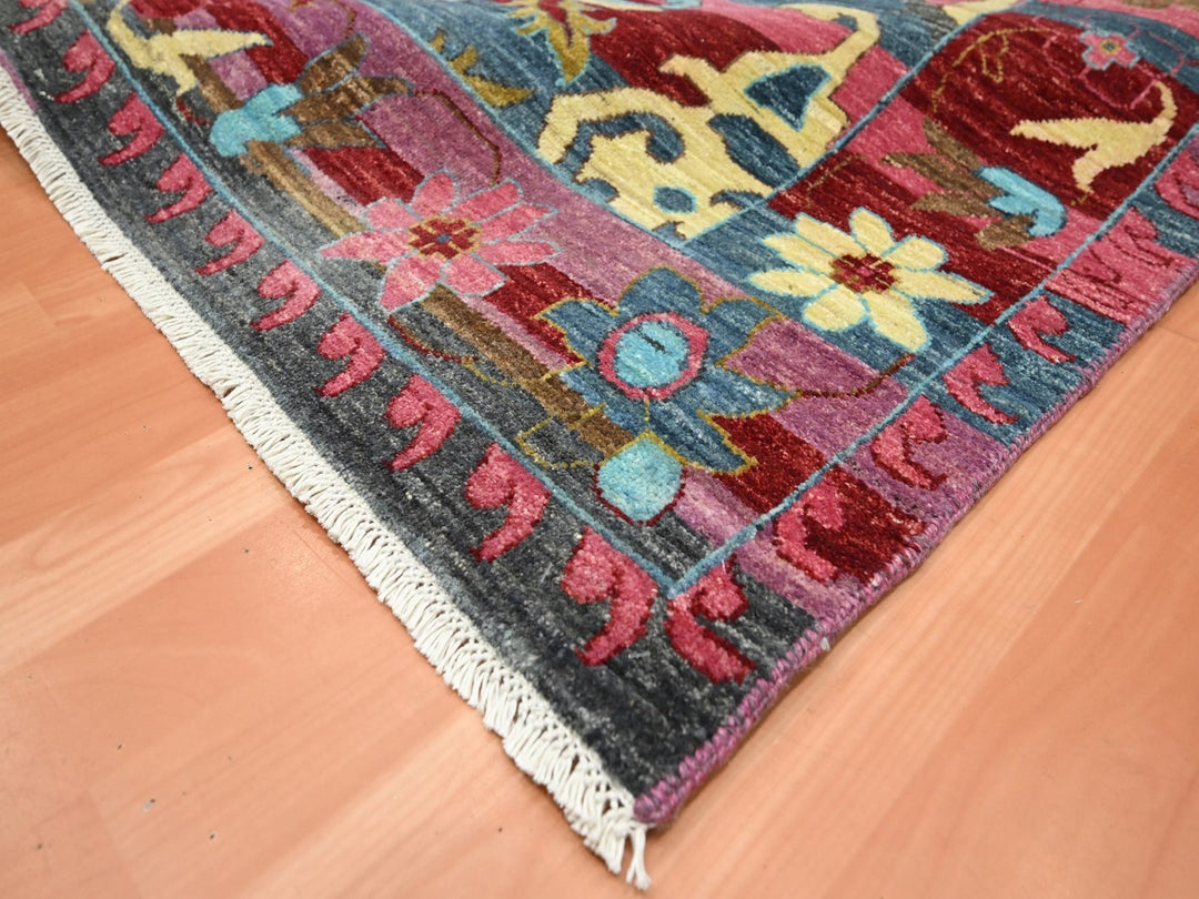 9'0" x 11'9" New Hand Knotted Pink Wool Rectangle Oriental Rug - MOA10275870