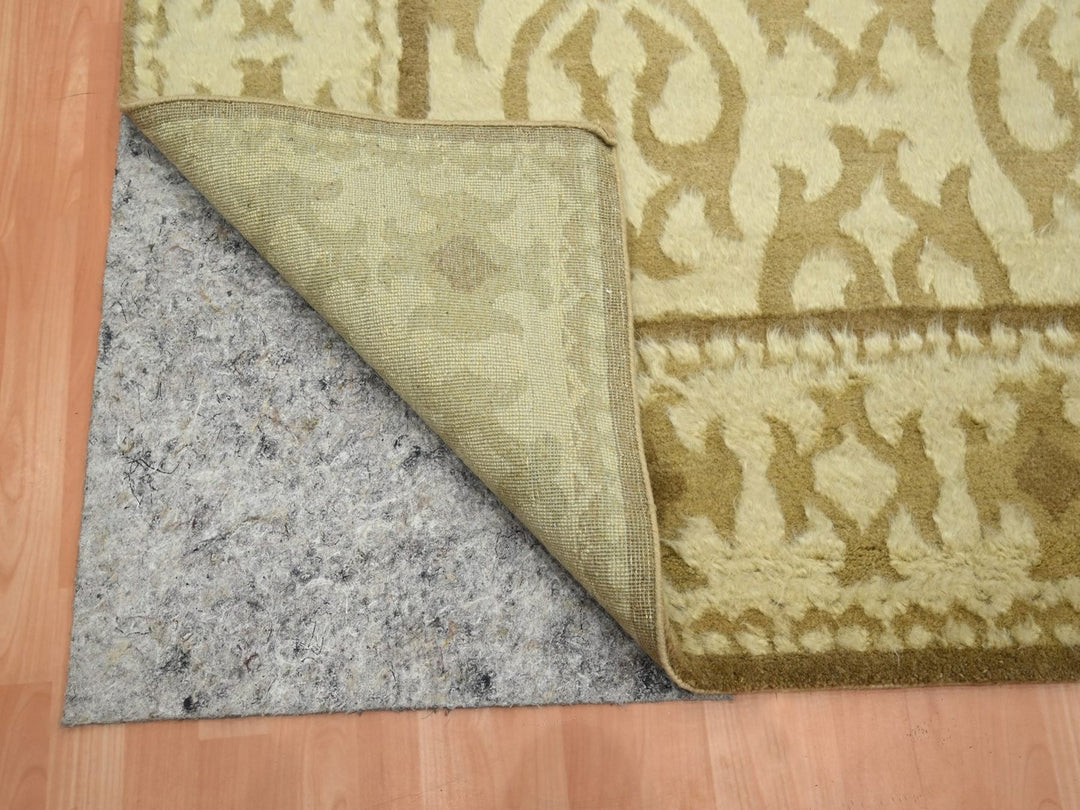 9'3" x 12'3" New Hand Knotted Ivory Wool Rectangle Oriental Rug - MOA10275871