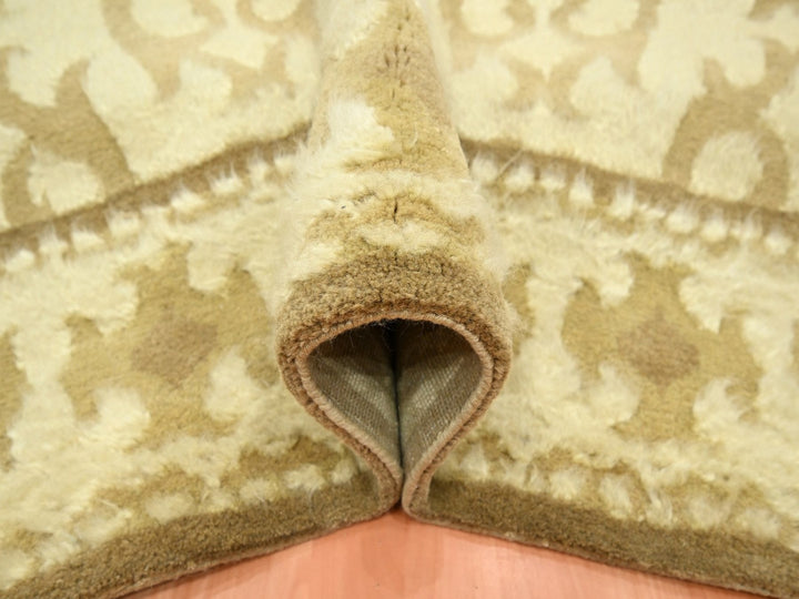 9'3" x 12'3" New Hand Knotted Ivory Wool Rectangle Oriental Rug - MOA10275871