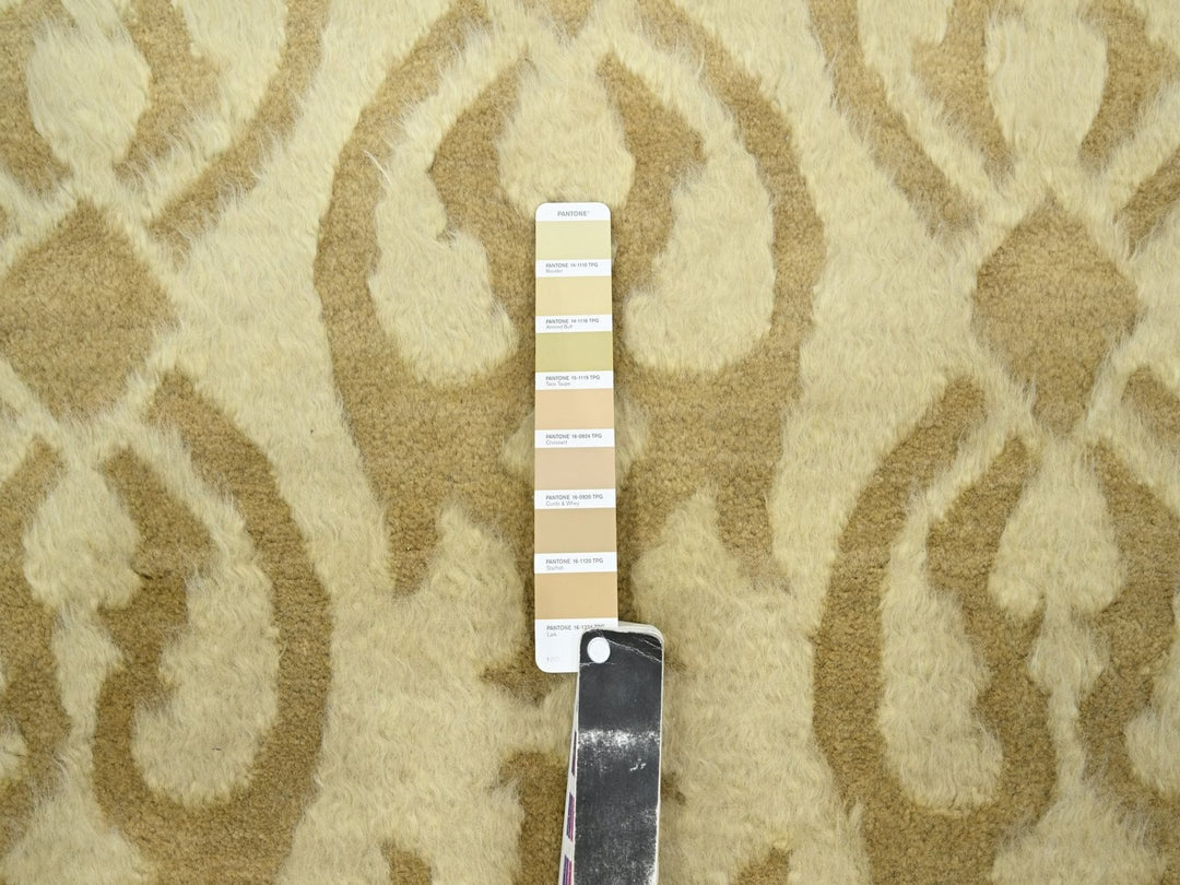 9'3" x 12'3" New Hand Knotted Ivory Wool Rectangle Oriental Rug - MOA10275871