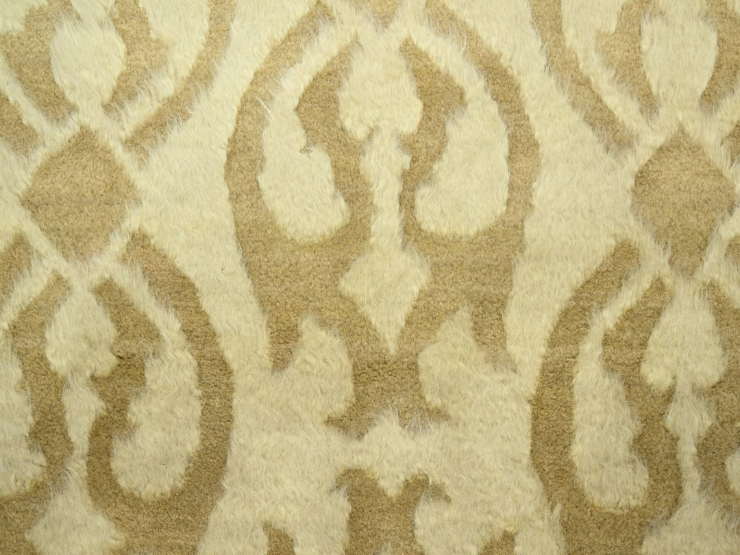 9'3" x 12'3" New Hand Knotted Ivory Wool Rectangle Oriental Rug - MOA10275871