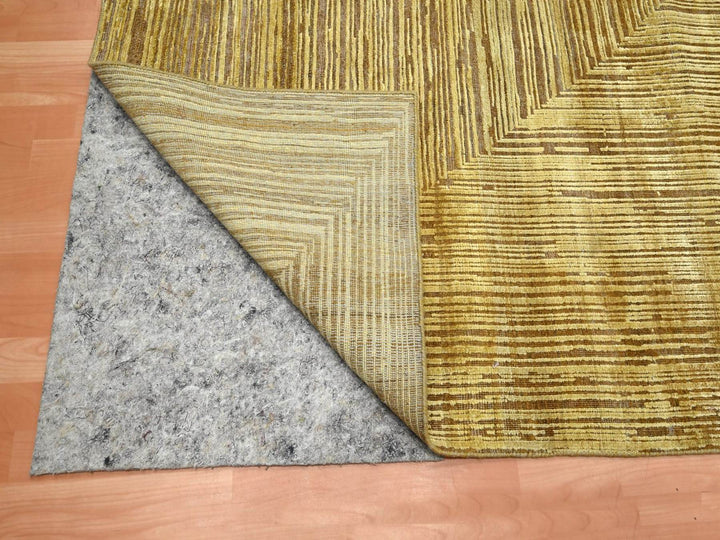 8'10" x 12'1" New Hand Knotted Brown Wool & Silk Rectangle Oriental Rug - MOA10275872