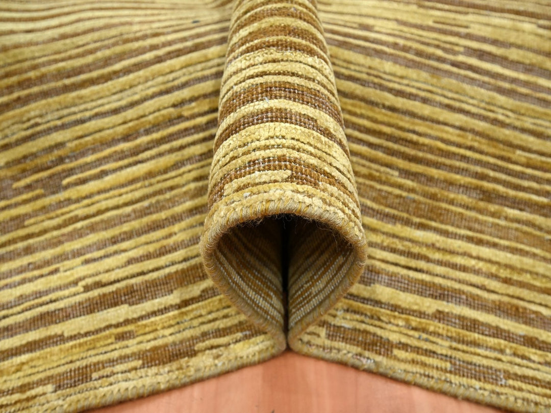 8'10" x 12'1" New Hand Knotted Brown Wool & Silk Rectangle Oriental Rug - MOA10275872