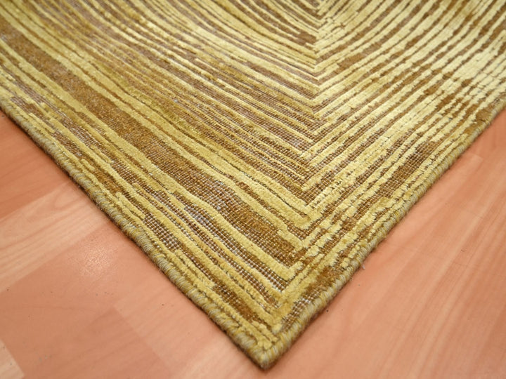 8'10" x 12'1" New Hand Knotted Brown Wool & Silk Rectangle Oriental Rug - MOA10275872