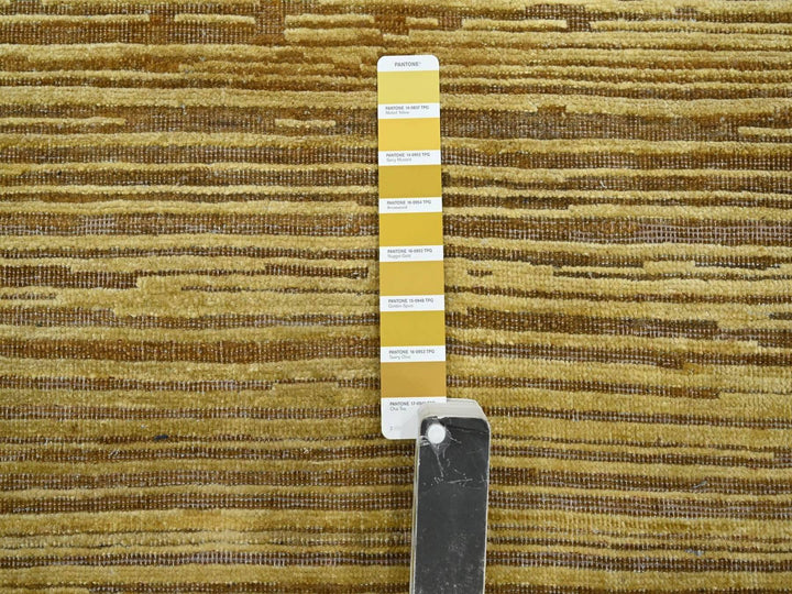 8'10" x 12'1" New Hand Knotted Brown Wool & Silk Rectangle Oriental Rug - MOA10275872