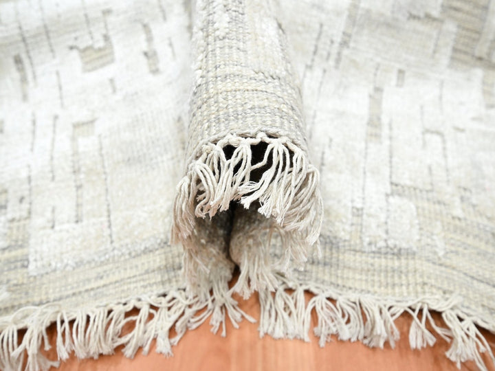 10'0" x 14'0" New Hand Knotted Ivory Silk Rectangle Oriental Rug - MOA10275873