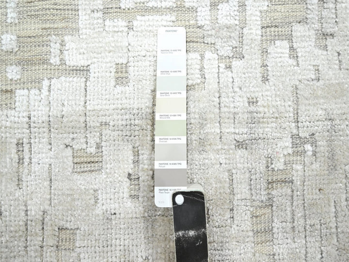 10'0" x 14'0" New Hand Knotted Ivory Silk Rectangle Oriental Rug - MOA10275873