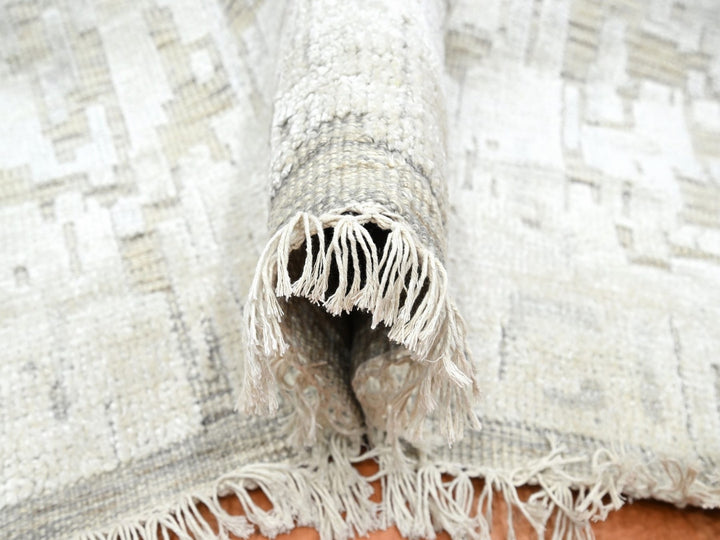 7'10" x 10'2" New Hand Knotted Ivory Silk Rectangle Oriental Rug - MOA10275874