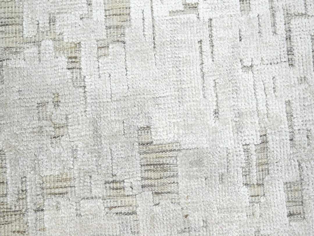 7'10" x 10'2" New Hand Knotted Ivory Silk Rectangle Oriental Rug - MOA10275874