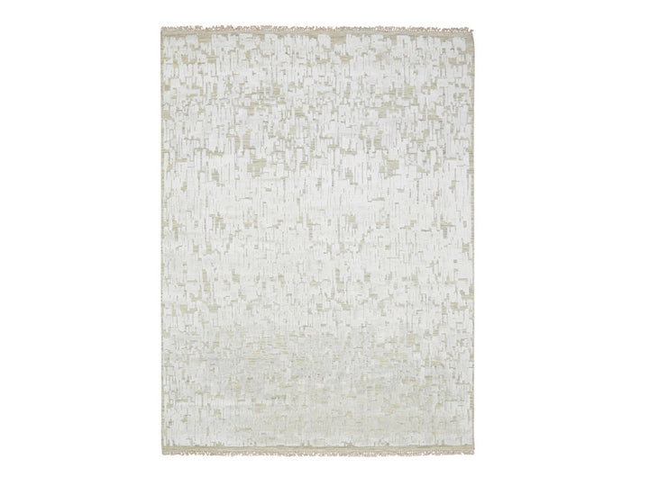 9'0" x 12'2" New Hand Knotted Ivory Silk Rectangle Oriental Rug - MOA10275875