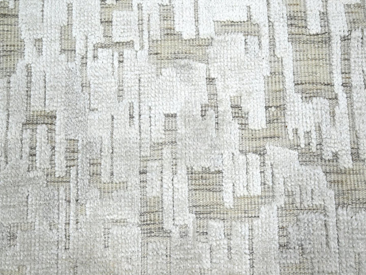 9'0" x 12'2" New Hand Knotted Ivory Silk Rectangle Oriental Rug - MOA10275875