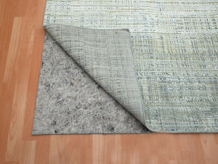 7'10" x 10'1" New Hand Knotted Grey Wool & Silk Rectangle Oriental Rug - MOA10275876