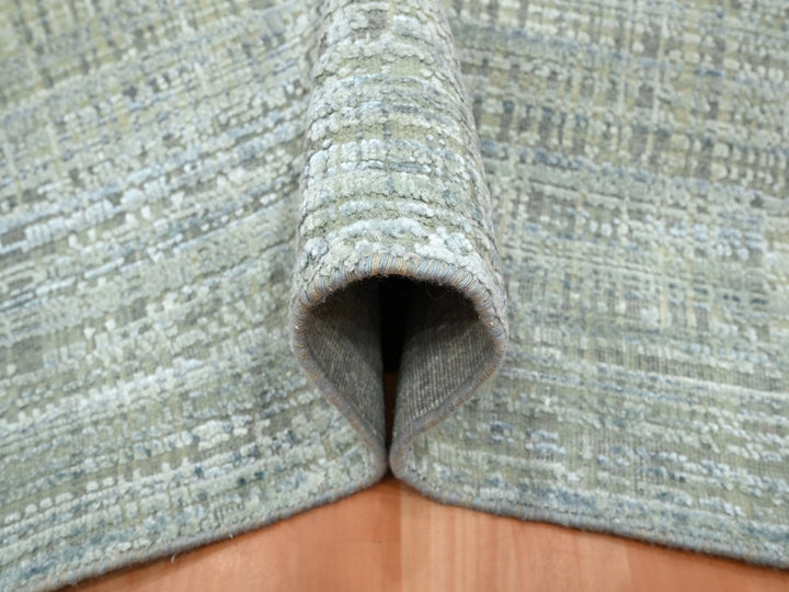 7'10" x 10'1" New Hand Knotted Grey Wool & Silk Rectangle Oriental Rug - MOA10275876