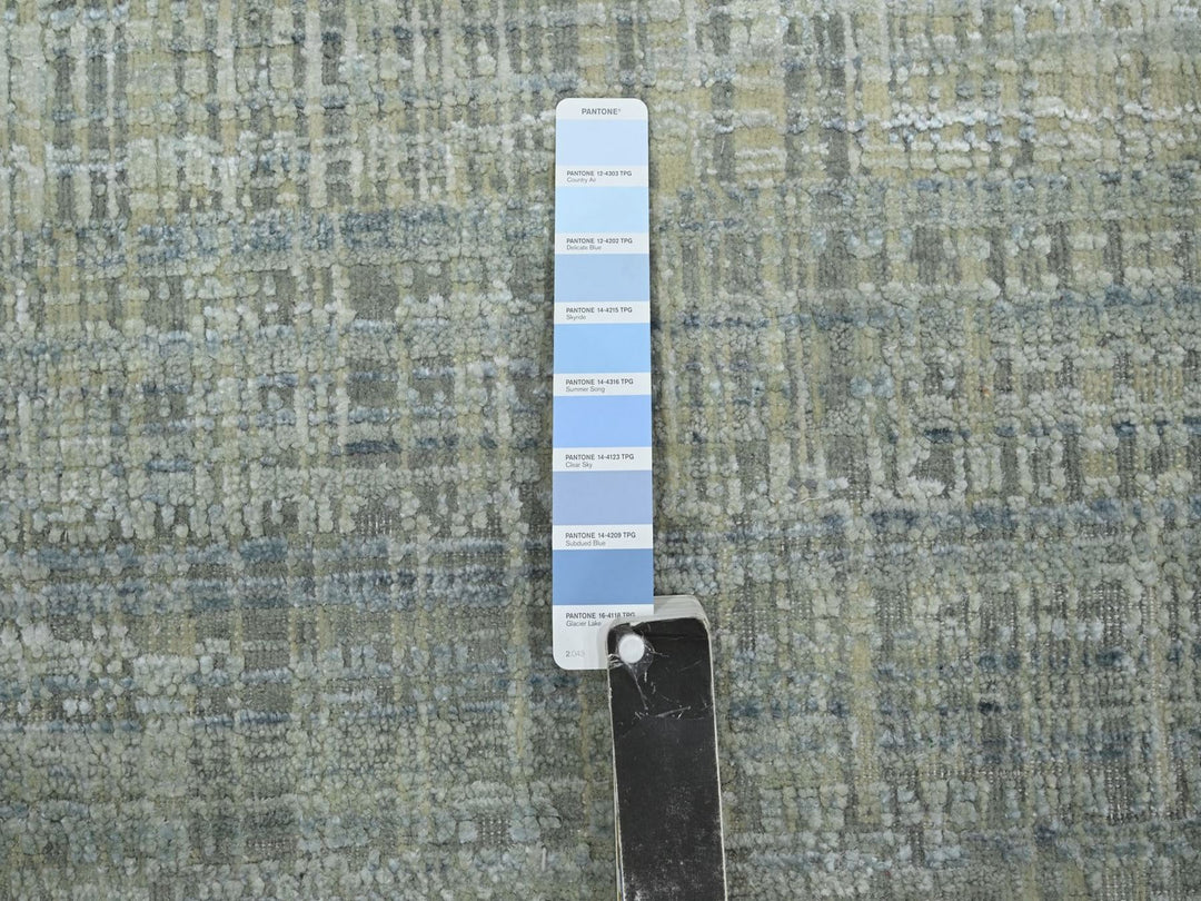 7'10" x 10'1" New Hand Knotted Grey Wool & Silk Rectangle Oriental Rug - MOA10275876