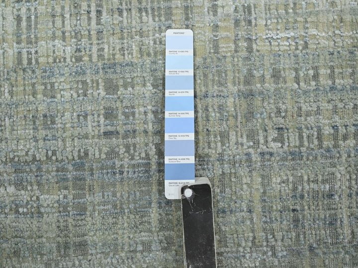 7'10" x 10'1" New Hand Knotted Grey Wool & Silk Rectangle Oriental Rug - MOA10275876