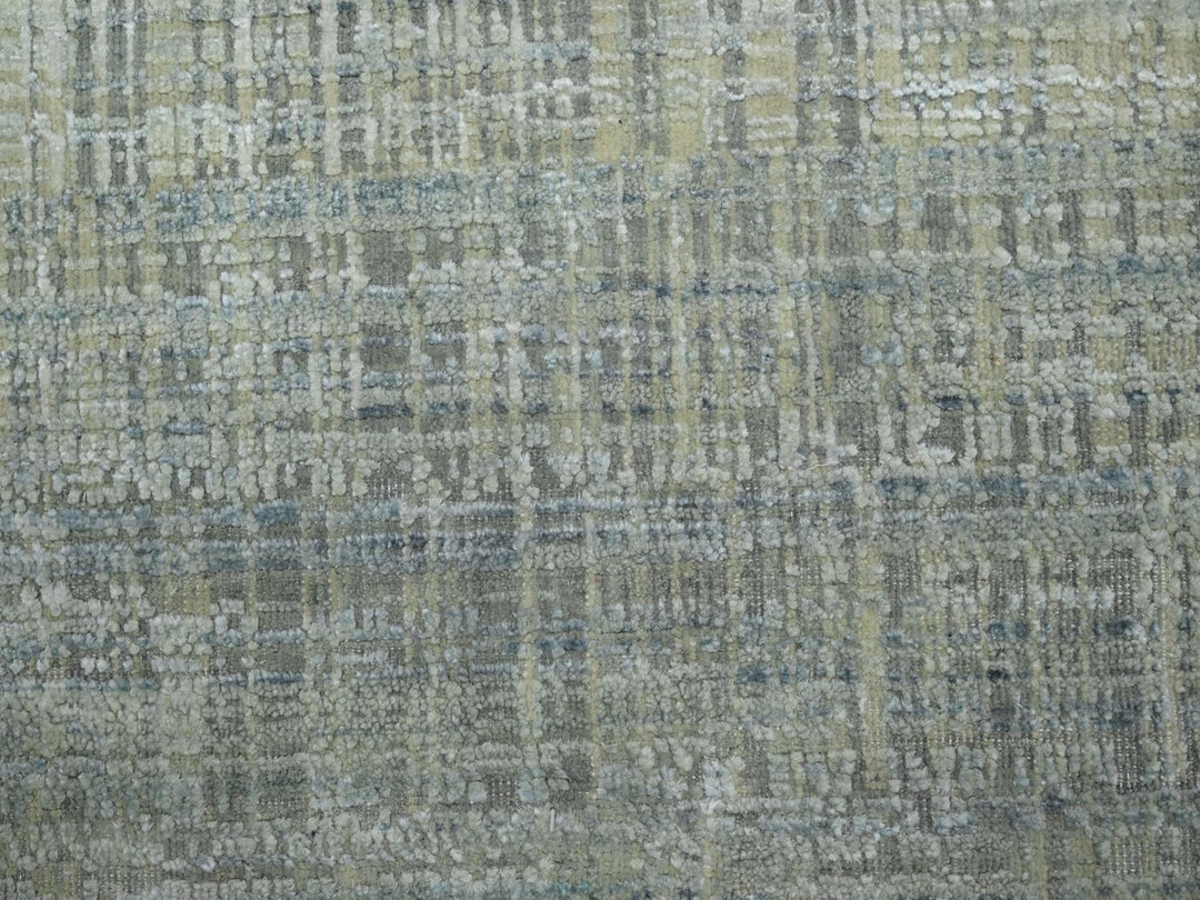 7'10" x 10'1" New Hand Knotted Grey Wool & Silk Rectangle Oriental Rug - MOA10275876