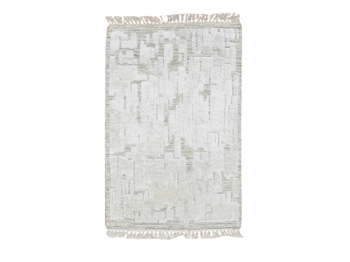 2'0" x 3'0" New Hand Knotted Ivory Silk Rectangle Oriental Rug - MOA10275877