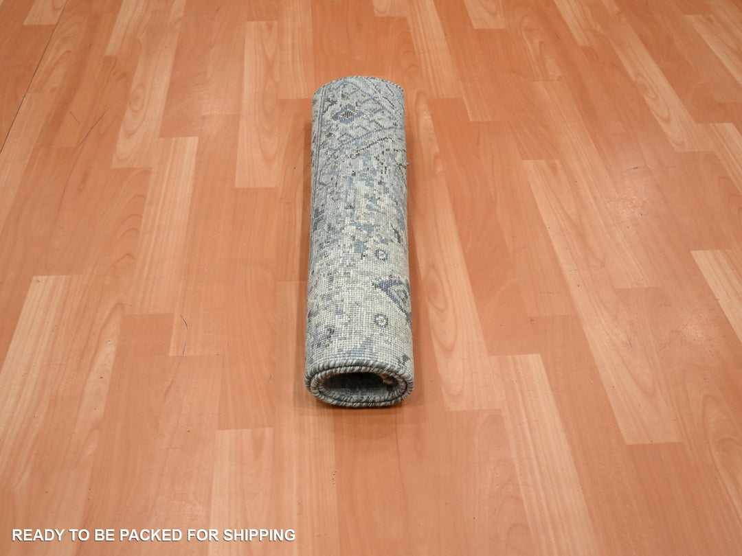 2'0" x 3'0" New Hand Knotted Ivory Wool & Silk Rectangle Oriental Rug - MOA10275880