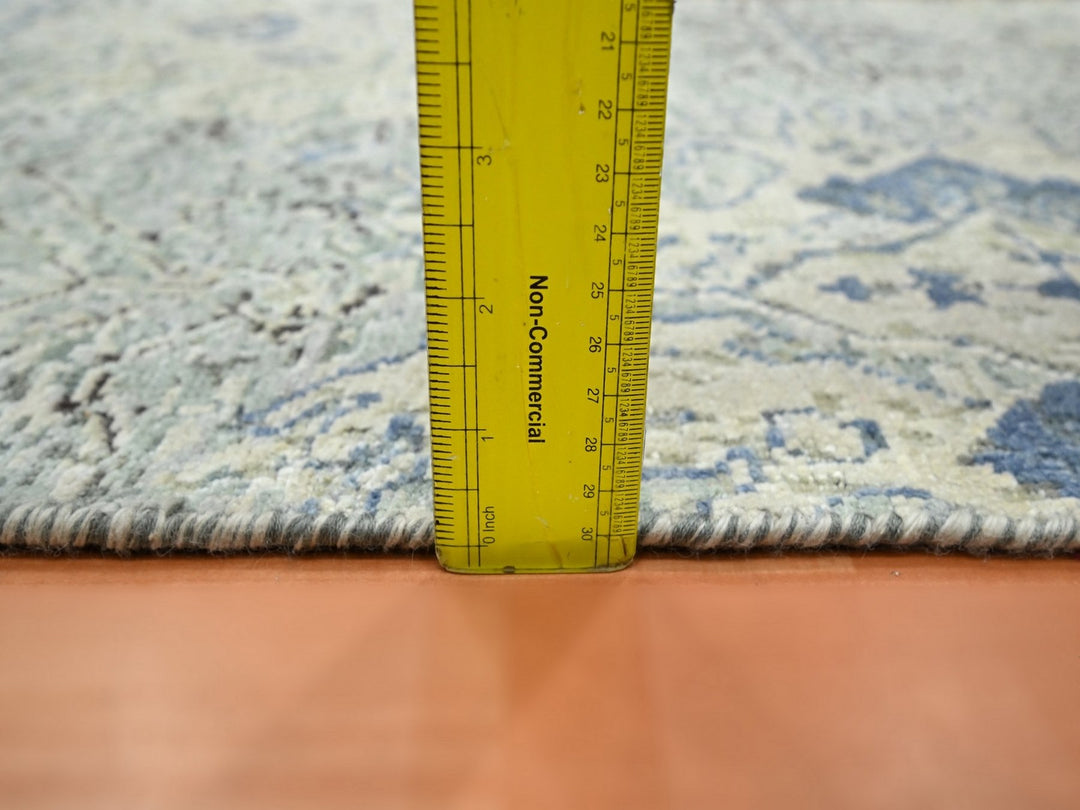 2'0" x 3'0" New Hand Knotted Ivory Wool & Silk Rectangle Oriental Rug - MOA10275882