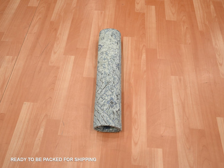 2'0" x 3'0" New Hand Knotted Ivory Wool & Silk Rectangle Oriental Rug - MOA10275882