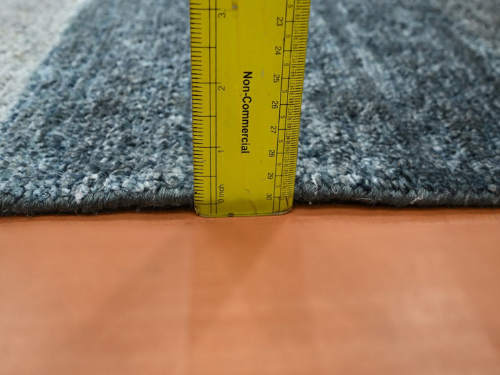 1'0" x 12'0" New Hand Knotted Grey Wool & Silk Runner Oriental Rug - MOA10275883